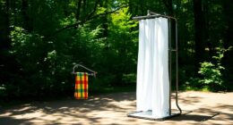 portable shower sets up quickly