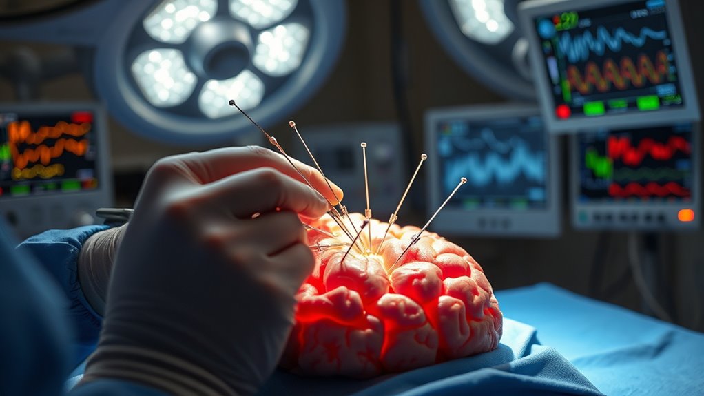 brain surgery with electrode placement