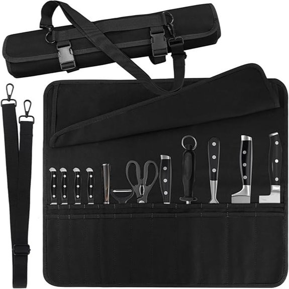 Chef Knife Roll with 24 Slots and Adjustable Strap