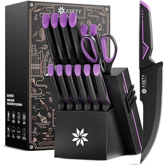 15-Piece Stainless Steel Knife Set with Sharpener and Block