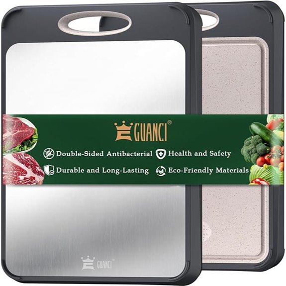 GUANCI Double-Sided Stainless Steel Cutting Board