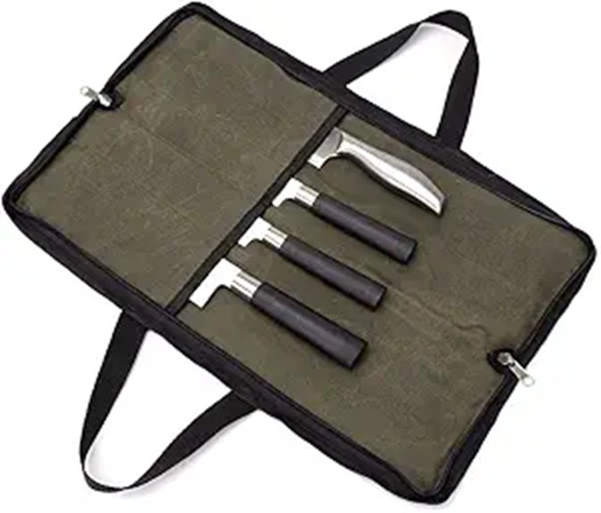 Heavy Duty Canvas Knife Roll with 4 Slots