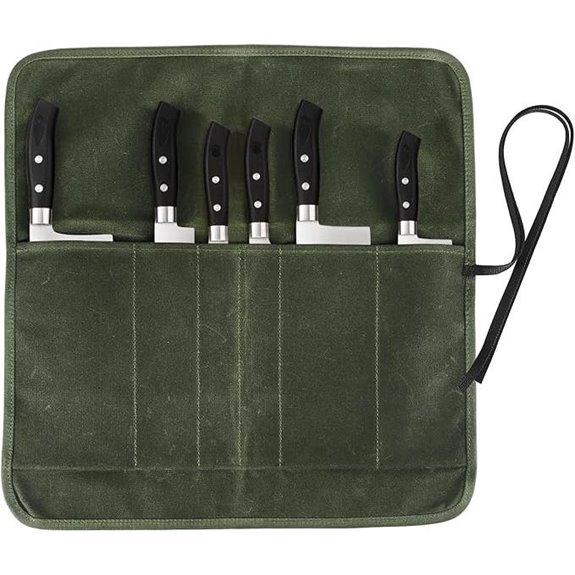 Heavy Duty Waxed Canvas Chef's Knife Roll Bag