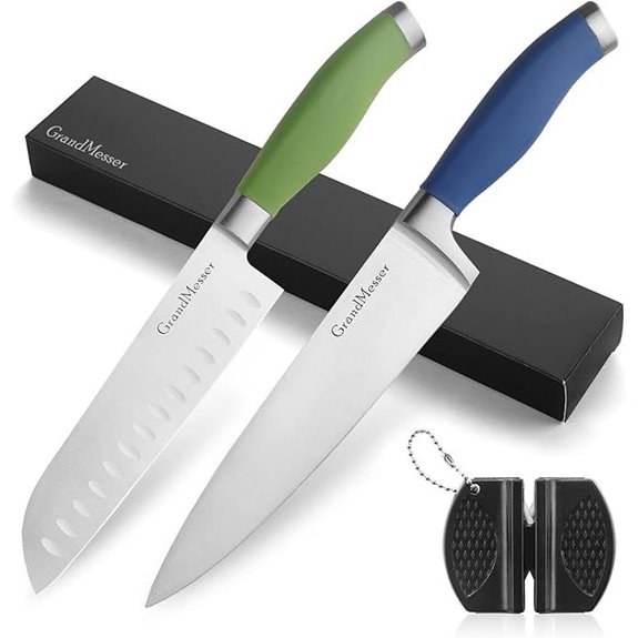 Kitchen Knife Set: 8 Chef & 7 Santoku Sharp Steel