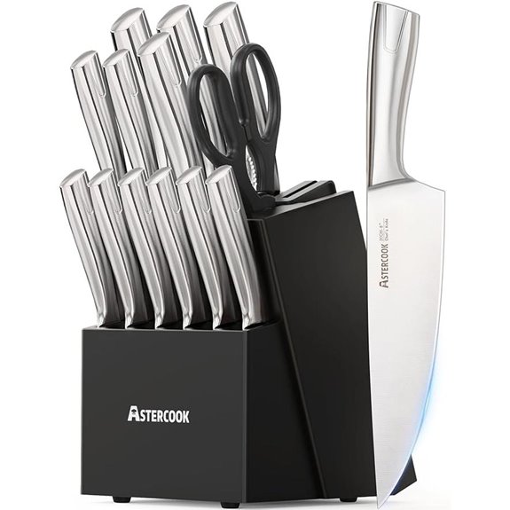 Astercook 15-Piece Knife Set with Block and Sharpener