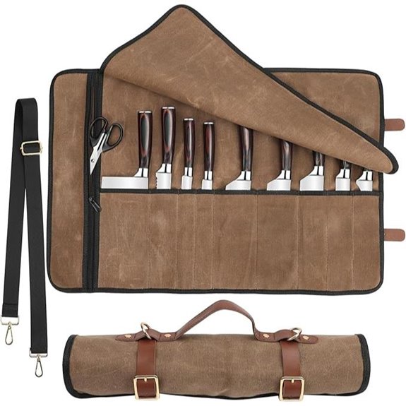 Leather Knife Roll with Buckles and Shoulder Strap