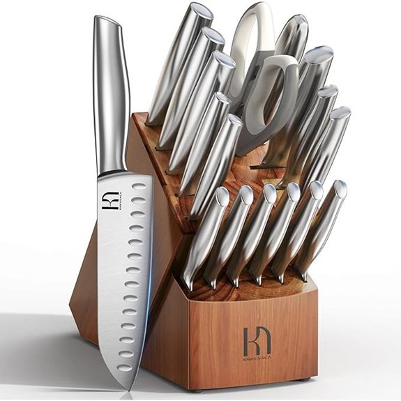 Kitchen Knife Set with Block 17 Pcs High Carbon Stainless Steel