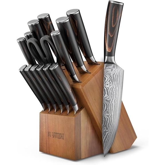 Yatoshi 15-Piece Kitchen Knife Set with Ergonomic Handles