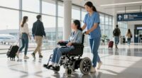 assistive travel with power chair