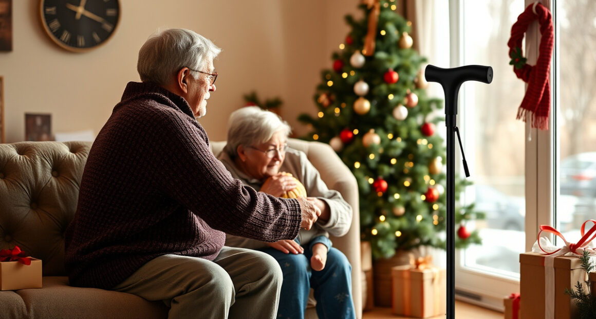 Yayayo Folding Cane with Seat and LED Light for Holiday Outings